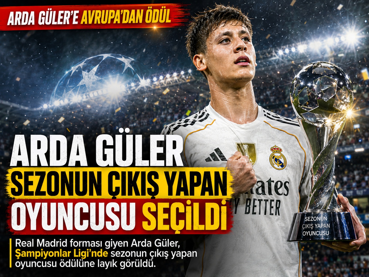 Arda Güler, Avrupa’da sezonun çıkış yapan oyuncusu seçildi