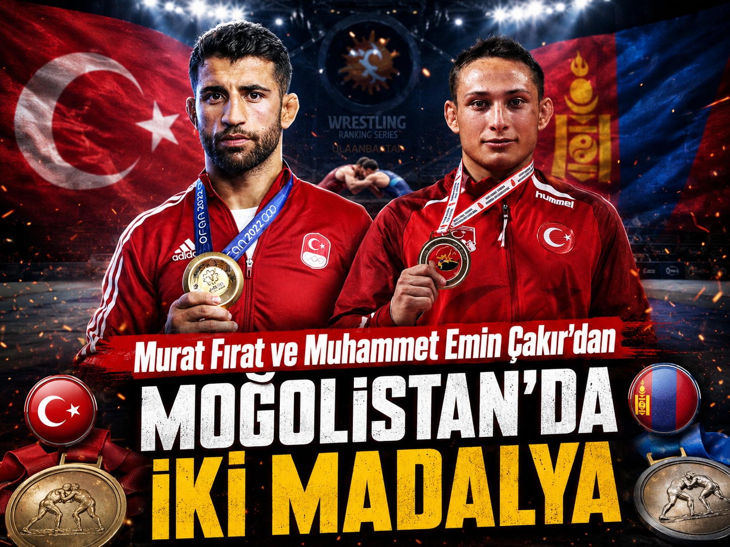 Ulanbator’da milli güreşçilerden iki madalya sevinci
