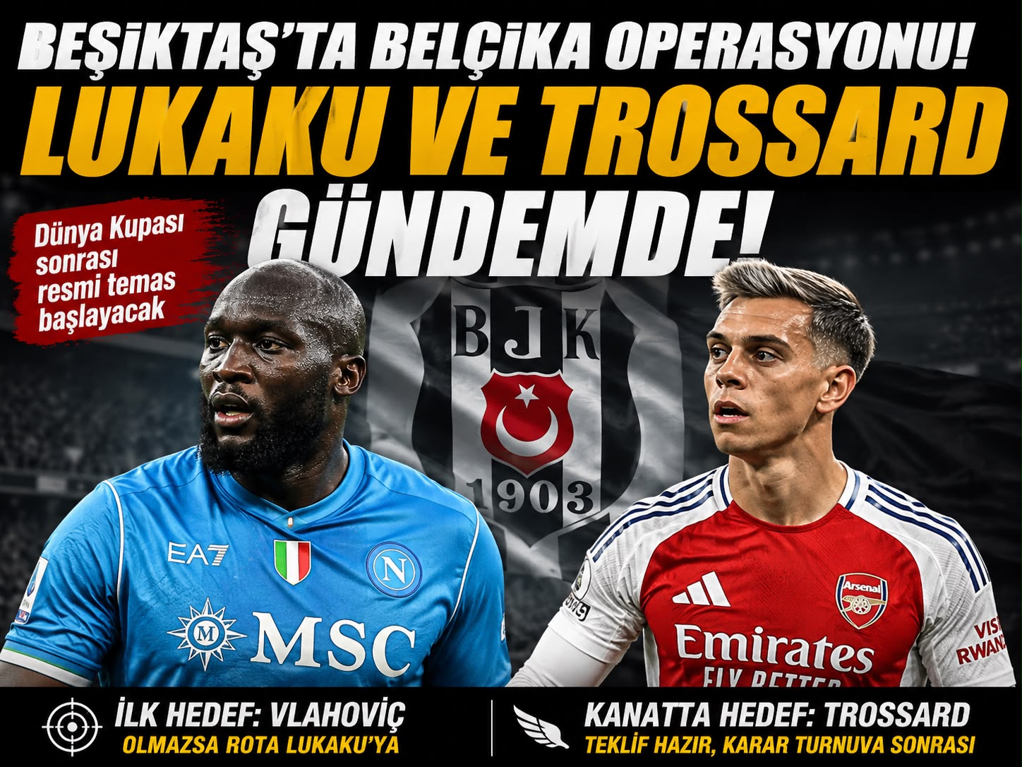 Beşiktaş'ta Belçika operasyonu: Lukaku ve Trossard gündemde
