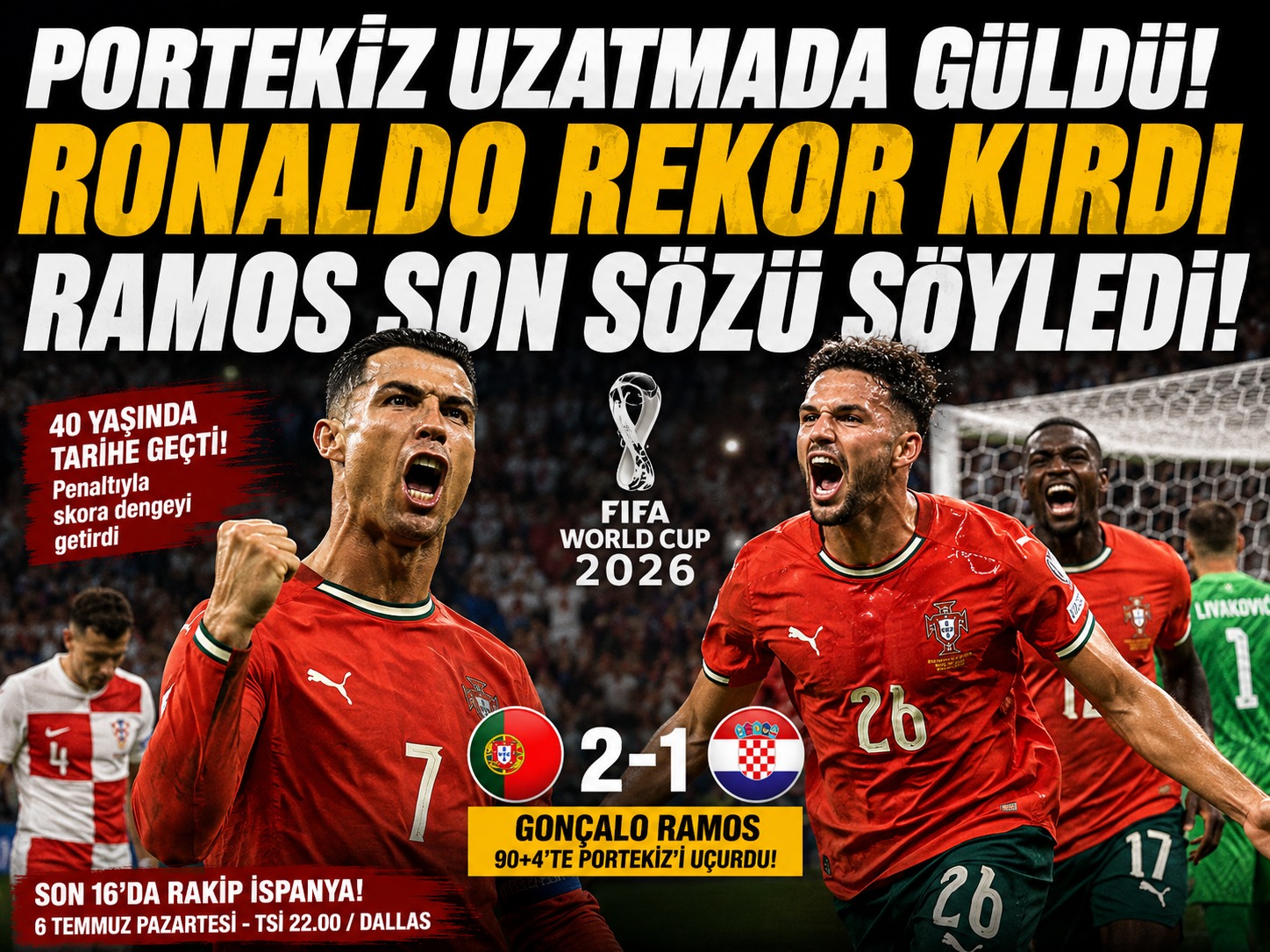 Portekiz uzatmada güldü: Ronaldo rekor kırdı, Ramos son sözü söyledi