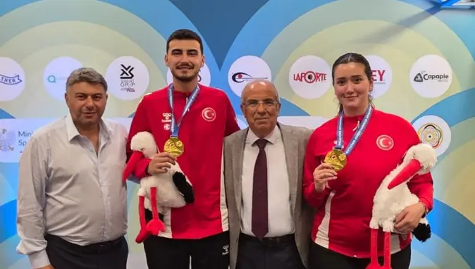 Milli atıcılar Avrupa'da tarih yazdı! Şimal ve Fahrettincan'dan altın madalya