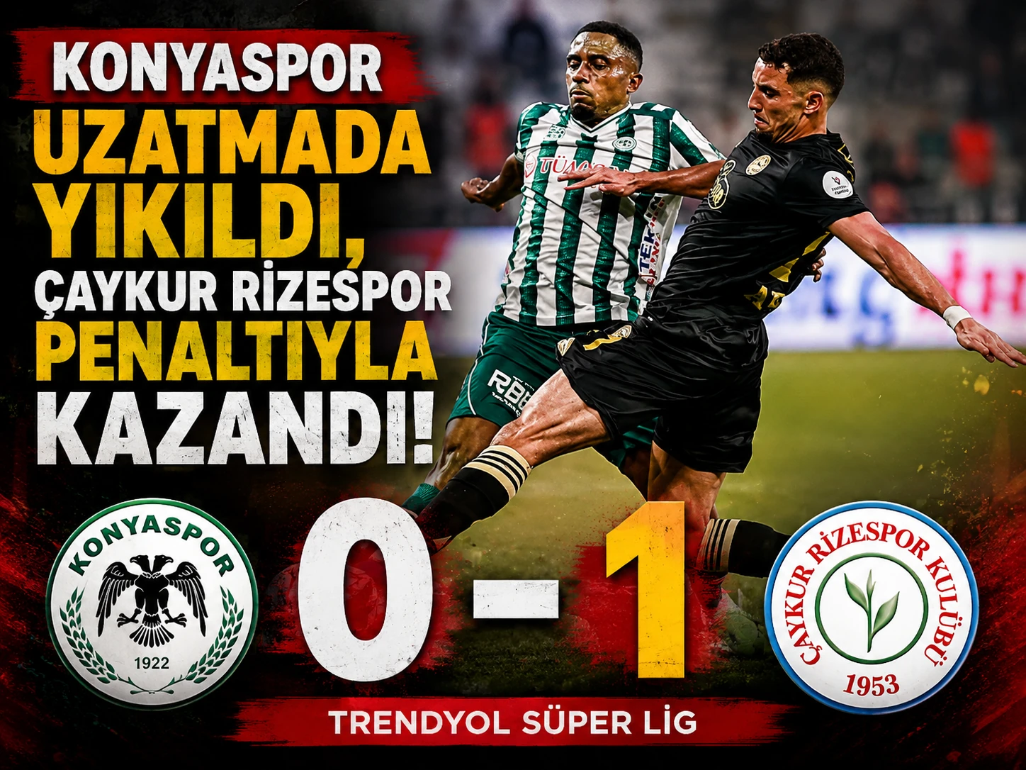 Konyaspor uzatmada yıkıldı, Çaykur Rizespor penaltıyla kazandı: 0-1
