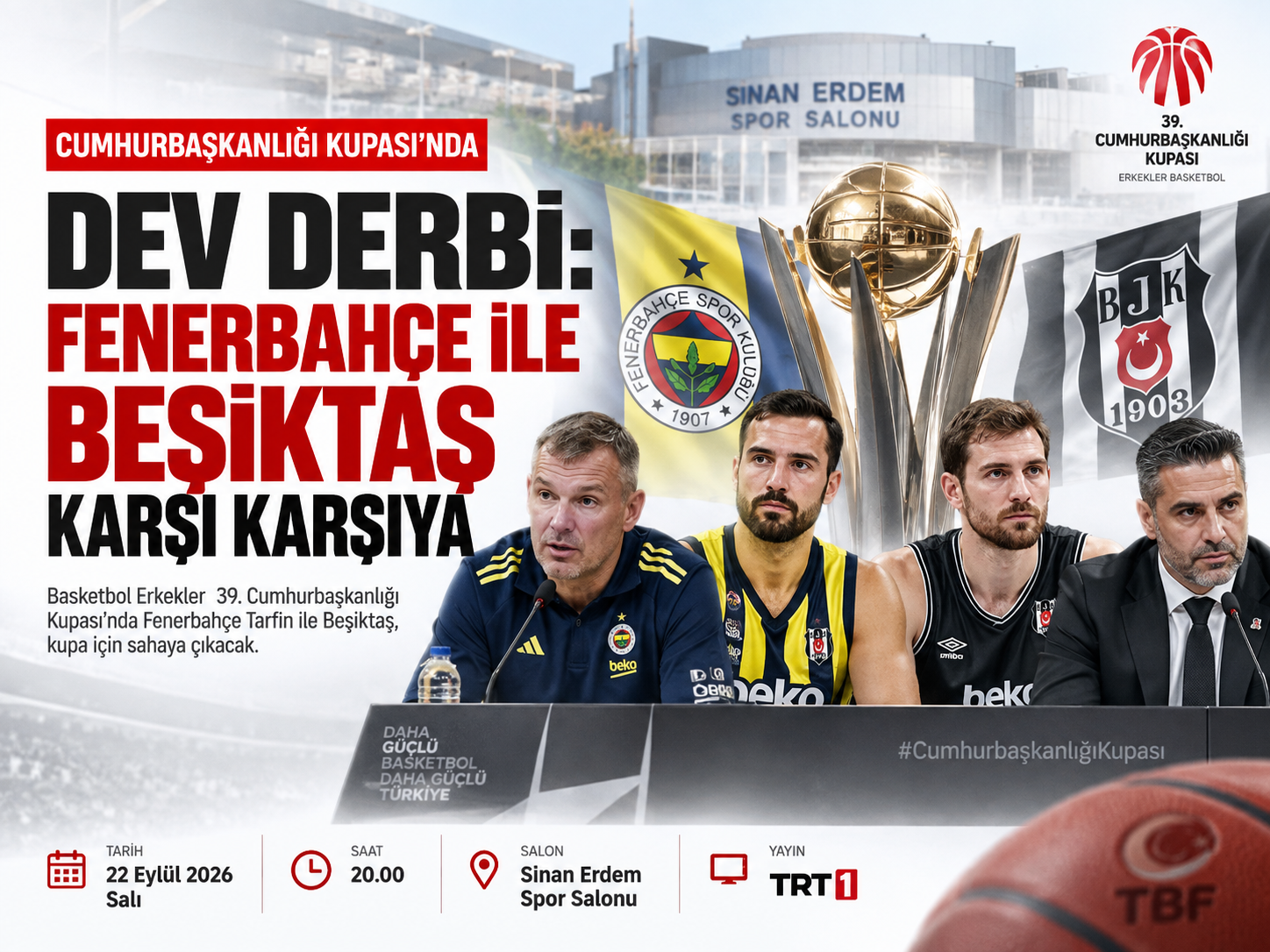 Cumhurbaşkanlığı Kupası'nda dev derbi: Fenerbahçe ile Beşiktaş karşı karşıya