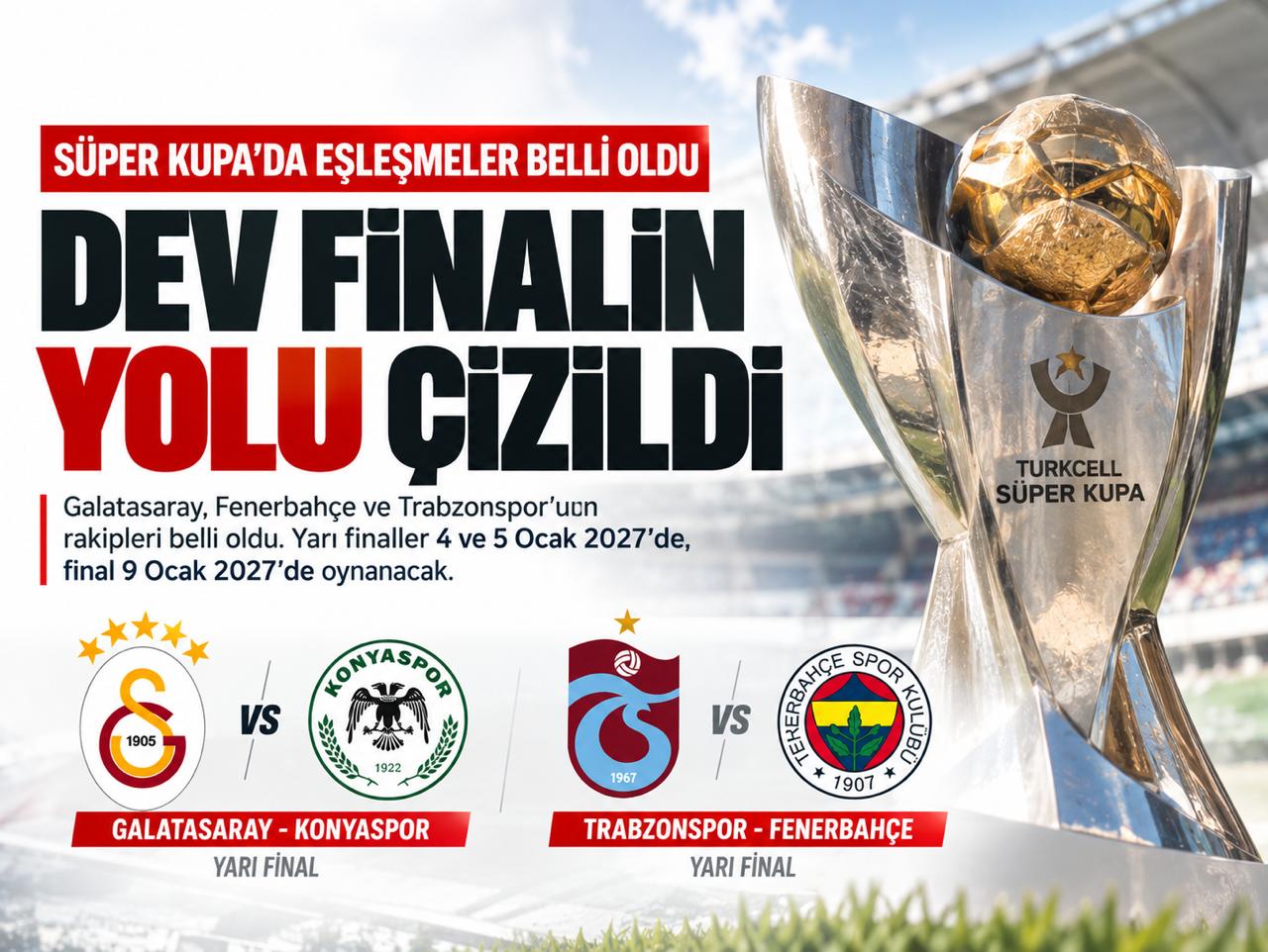 Süper Kupa’da eşleşmeler belli oldu: Dev finalin yolu çizildi