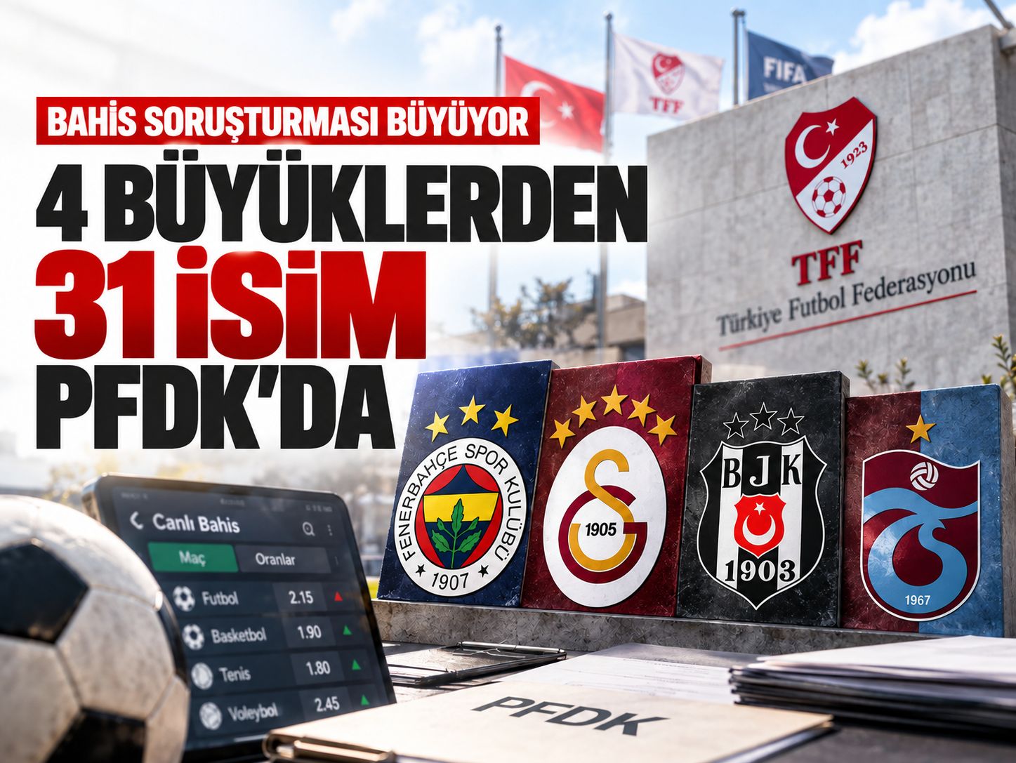 Bahis soruşturması büyüyor: 4 büyüklerden 31 isim PFDK’da