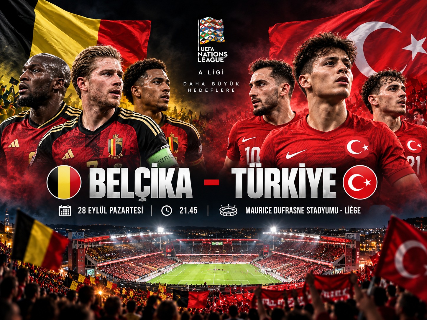 Belçika-Türkiye maçı başladı! Milli takım sahada