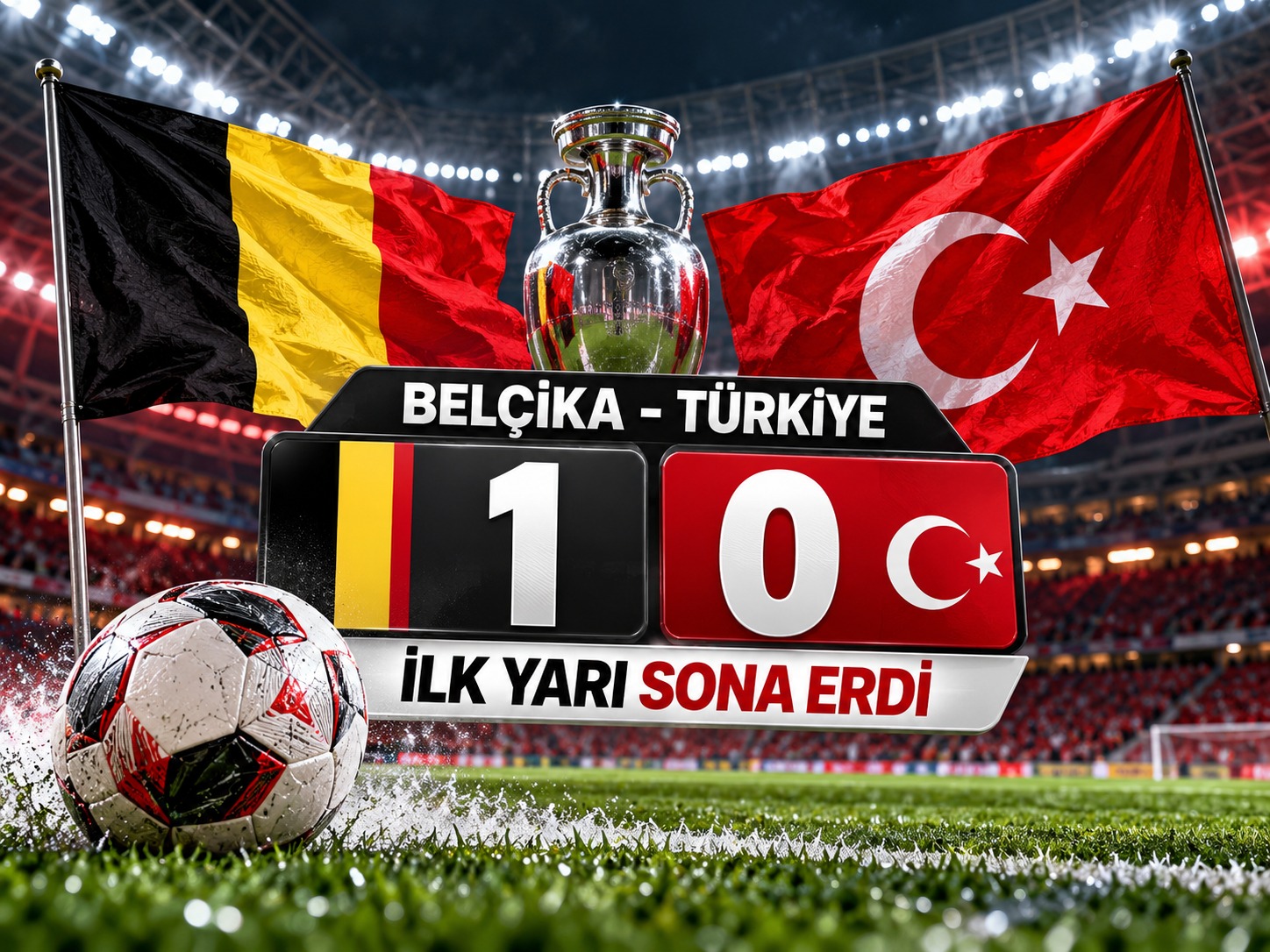 Belçika-Türkiye maçında ilk yarı sona erdi: 1-0