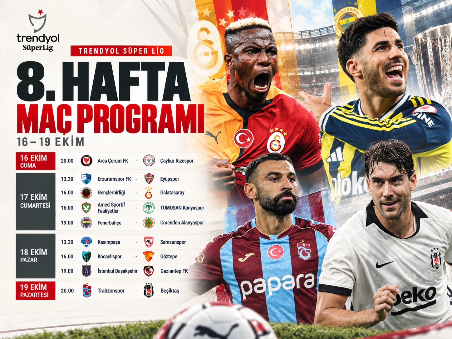 Süper Lig'de maçlar hangi gün, saat kaçta?