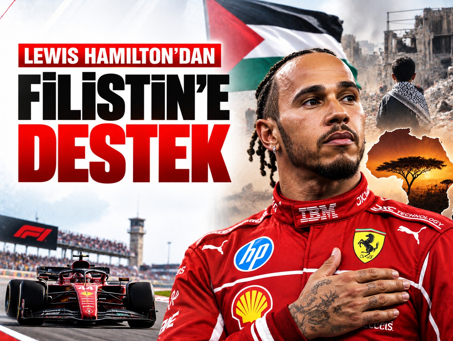 Lewis Hamilton'dan Filistin için bir kez daha destek mesajı