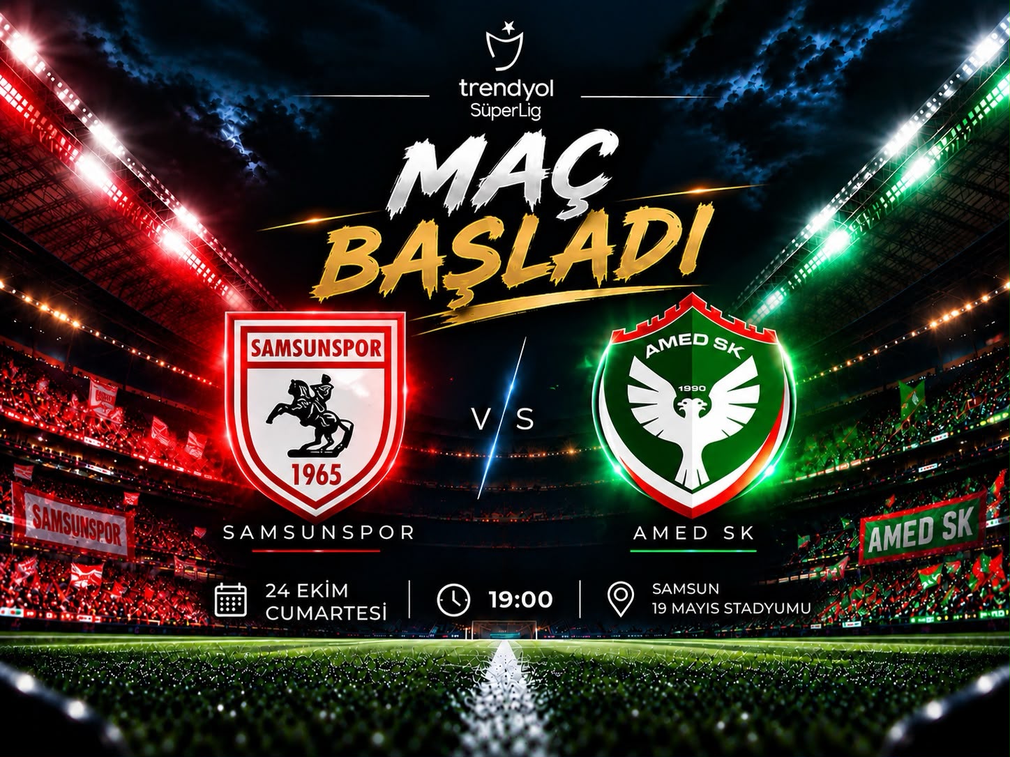 Samsunspor-Amedspor maçı başladı! Nefesler tutuldu