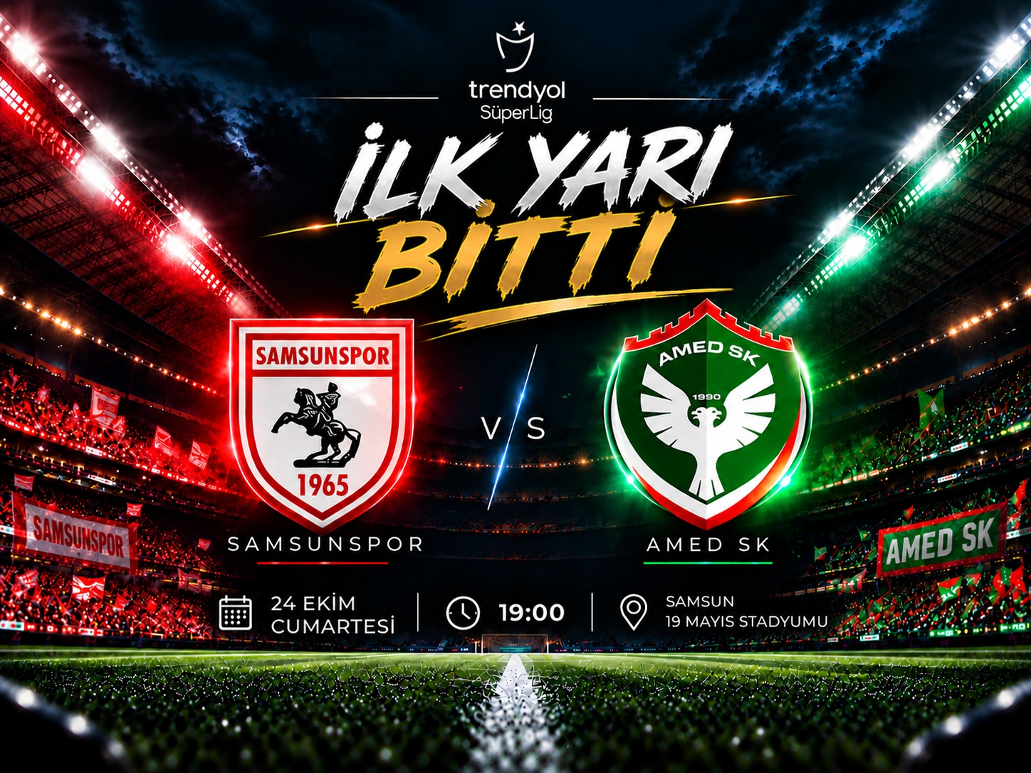 Samsunspor–Amed SK mücadelesinde ilk perde kapandı!