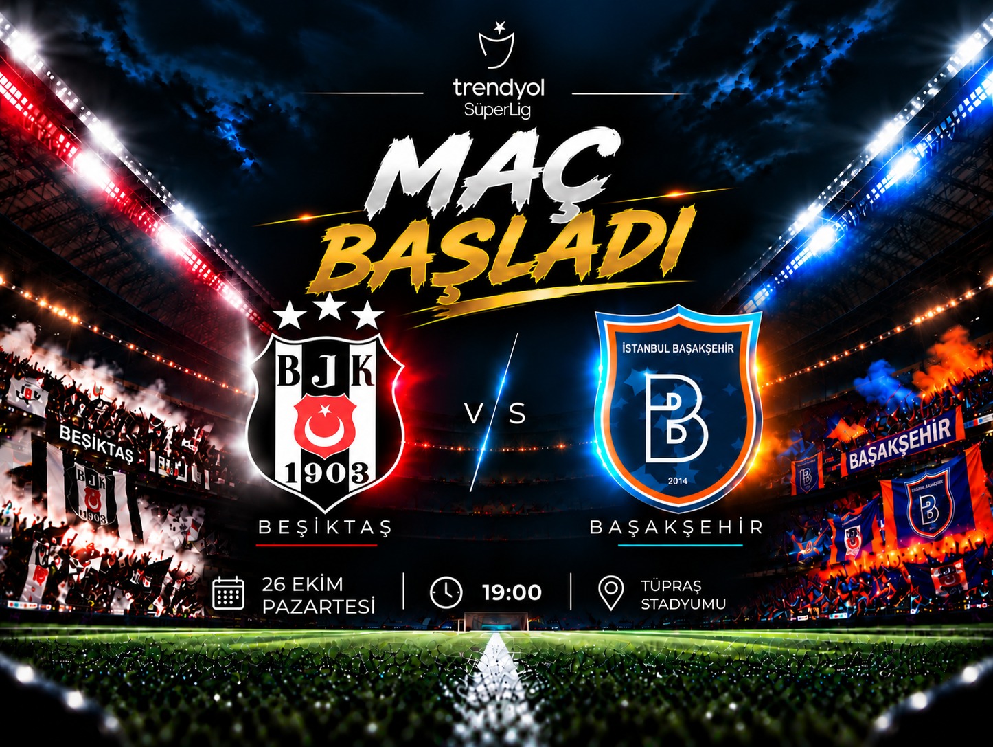 Beşiktaş-Başakşehir karşılaşmasında heyecan başladı