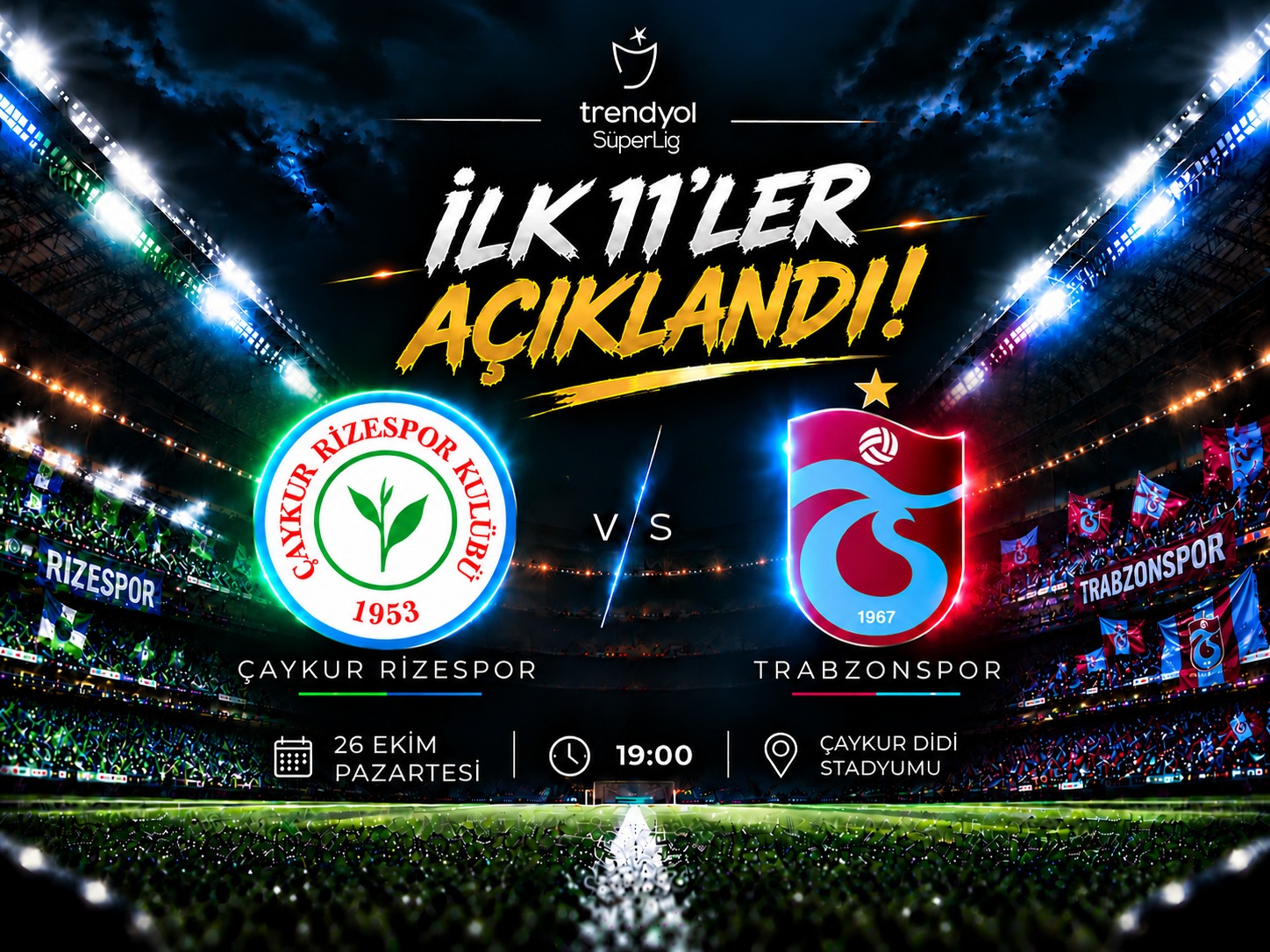 Rizespor-Trabzonspor maçında sahaya çıkacak isimler belli oldu