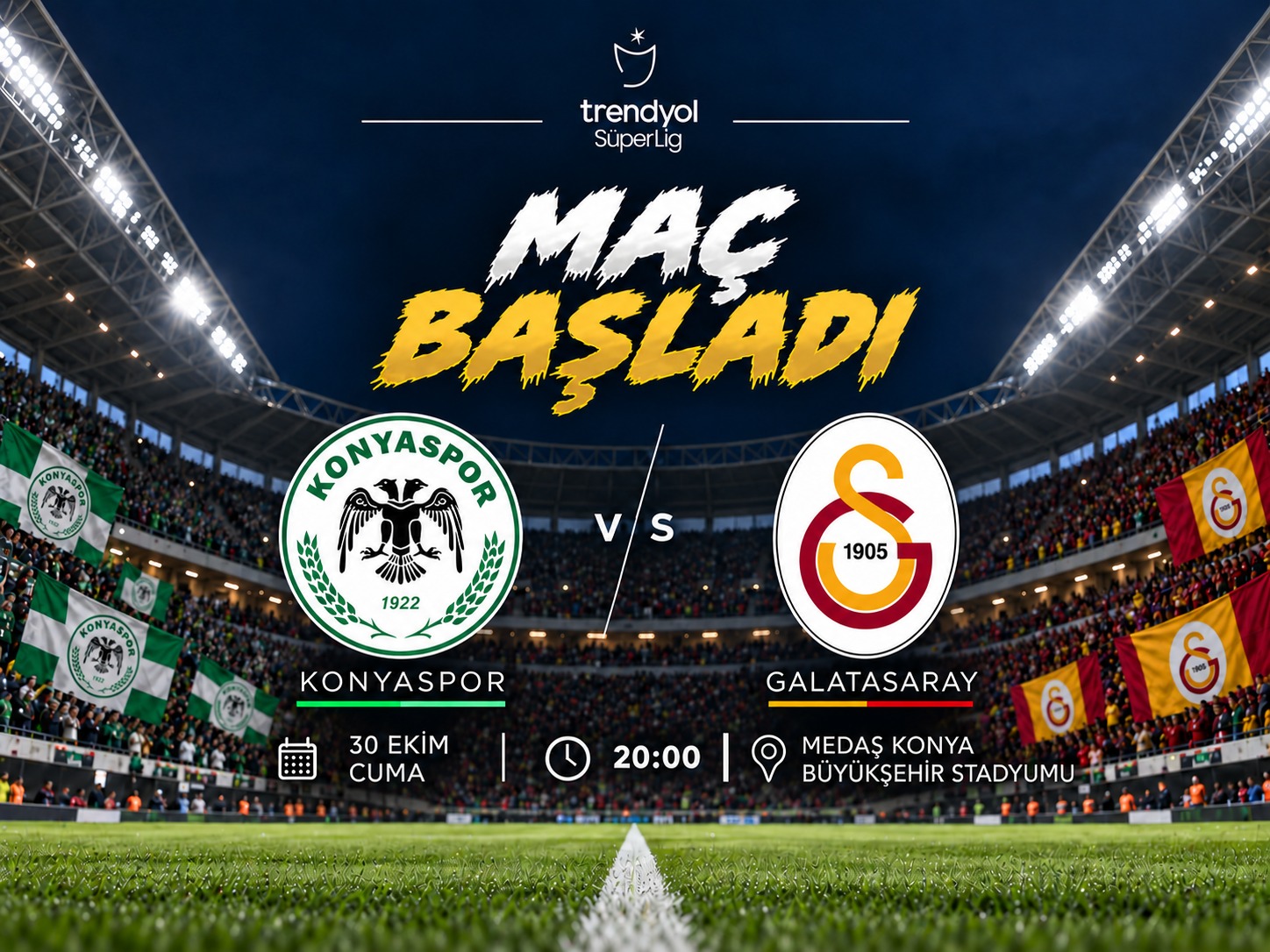 Galatasaray, Konyaspor deplasmanında sahaya çıktı