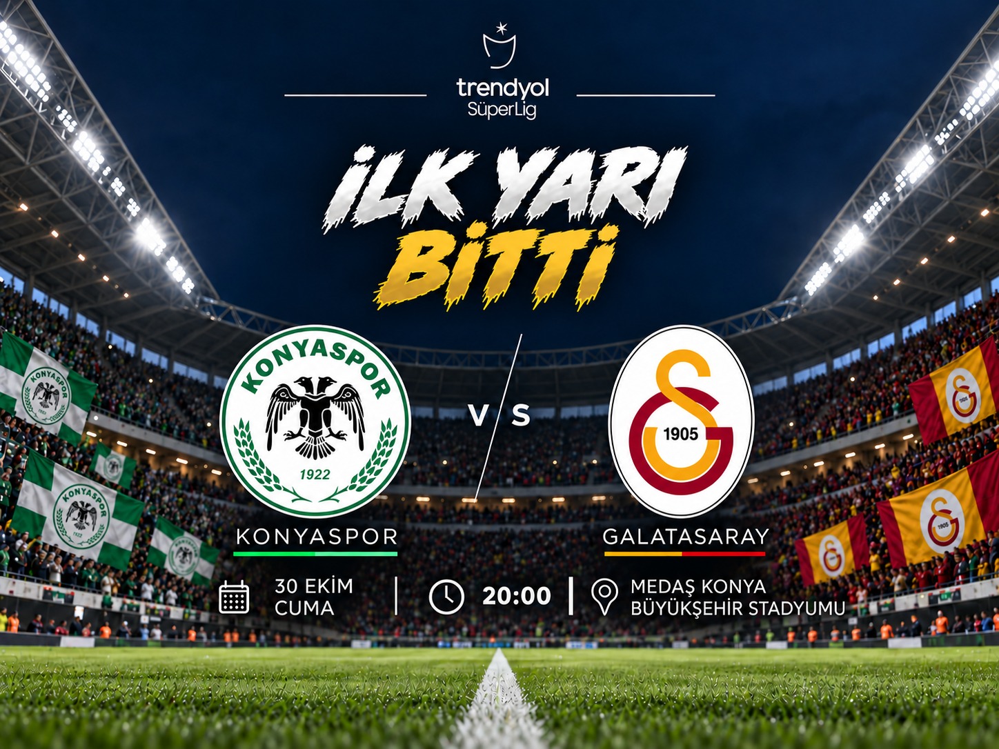 Galatasaray Konya'da ilk yarıyı iki golle geçti!