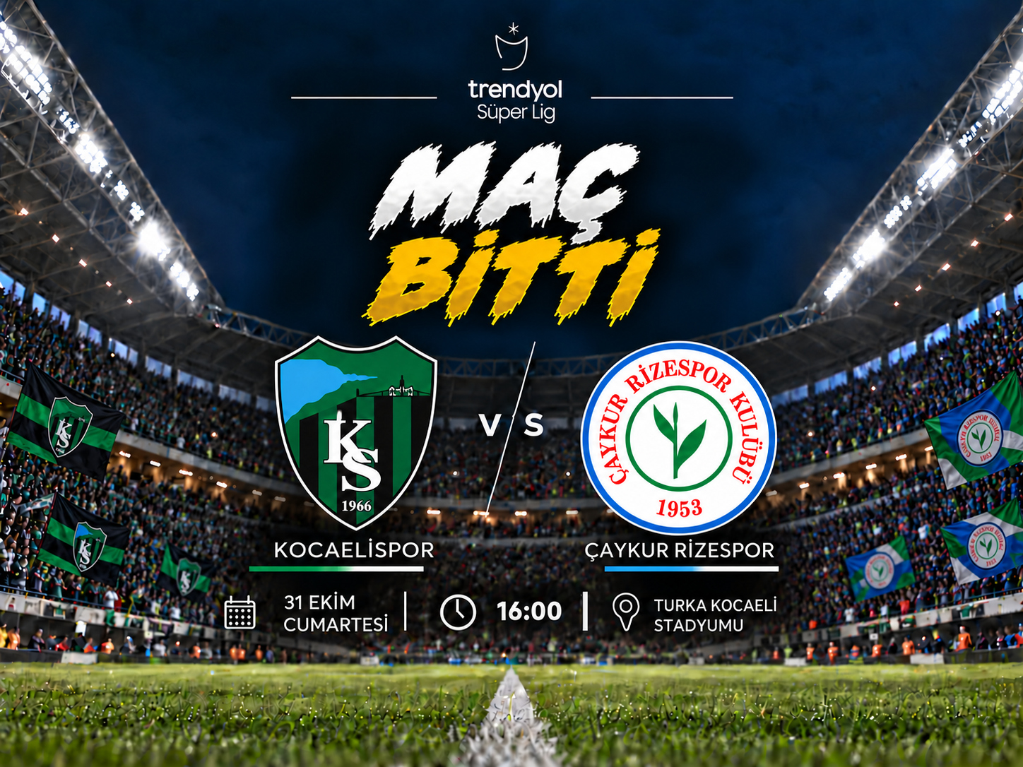 Kocaelispor-Rizespor mücadelesi tamamlandı